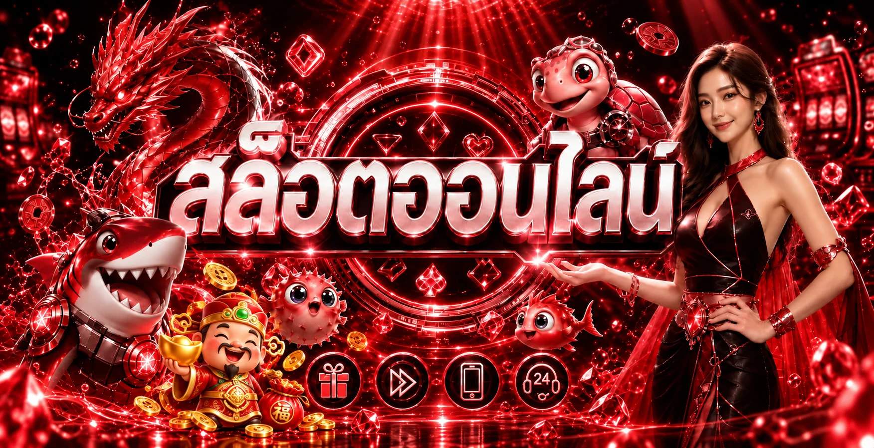 สล็อตออนไลน์ GG669 พร้อมตัวละครเกมและเอฟเฟกต์โทนแดง